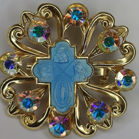 Italy Jewelry Goldgold Tone Religious Brooch Signed Italy Poshmark